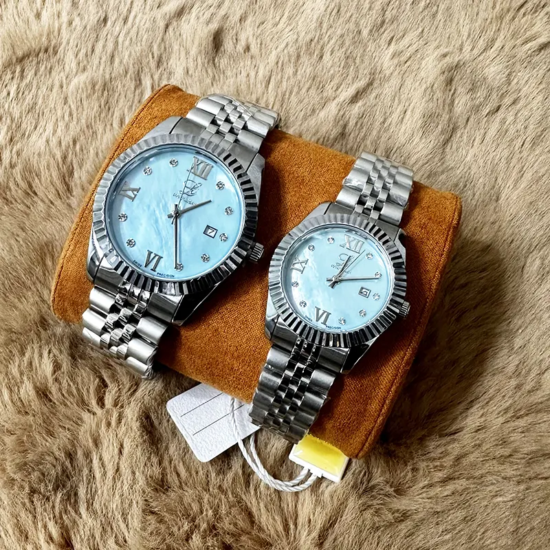 Louis Cardin Tiffany Blue Dial Couple Set- 1800G/8800L